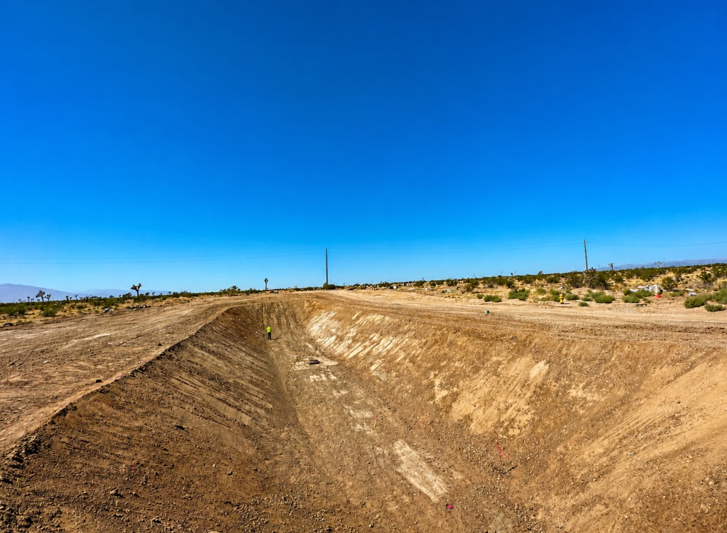 Large retention basin excavation in Southern California